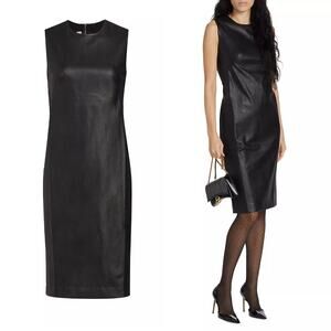 Spanx Black Faux Leather Sleeveless Knee Length Sheath Dress‎ Size Medium
